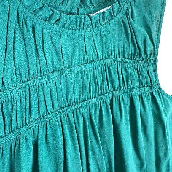 Nine West Green Smocked Ruffled Sleeveless Rayon Blend Lightweight Blouse Sz XXL - Picture 3 of 7